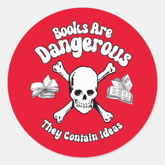 Sticker Rond Les livres sont dangereux (Devant)