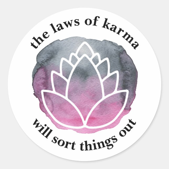 Sticker Rond Les lois de Karma White Lotus Inspirational (Devant)