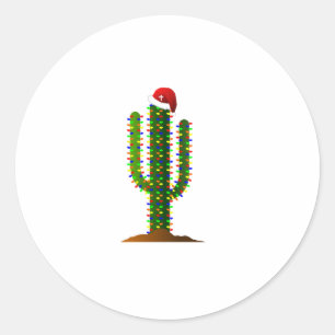 Sticker Rond Les lumières de Noël de l'Arizona Saguaro Cactus