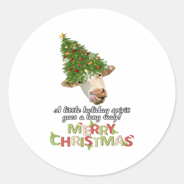 Sticker Rond Les lumières de Noël Les amateurs de vaches T-shir (Devant)