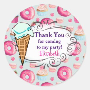 Sticker Rond Les Macarons Et Le Merci Du Parti De La Cupcake