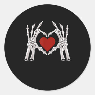 Sticker Rond Les Mains De Squelette Forment Un Coeur Au Coeur R