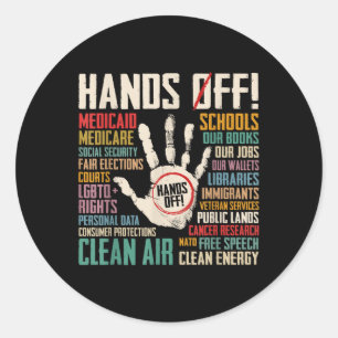 Sticker Rond Les Mains Rétro De Protestation De La Sécurité Soc