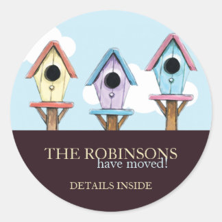 Sticker Rond Les maisons d'oiseaux colorées | Nouveau Faire-par