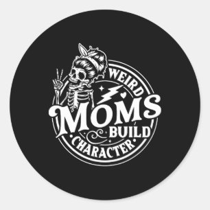 Sticker Rond Les mamans bizarres construire le caractère squele