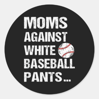 Sticker Rond Les mamans contre les pantalons de baseball blanc
