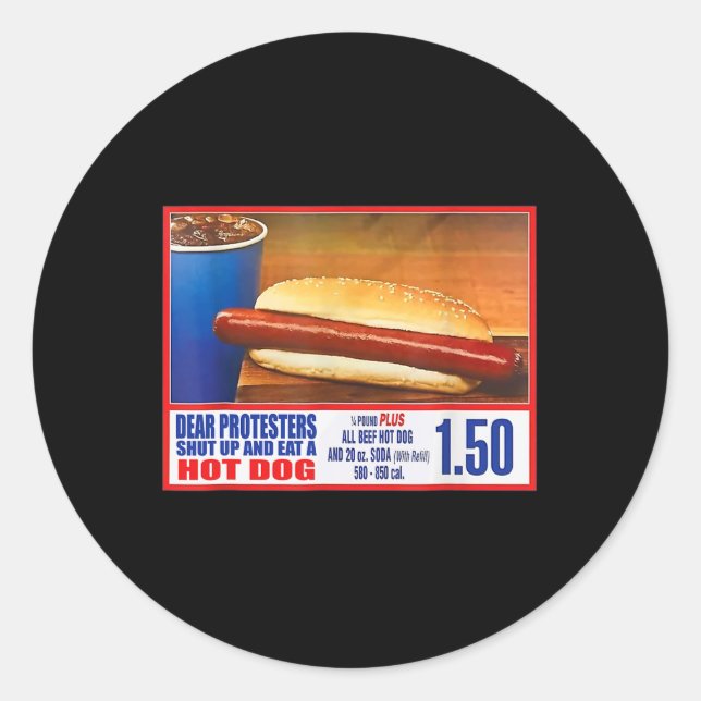 Sticker Rond Les Manifestants Se Tirent Et Mangent Un Chien Cha (Devant)