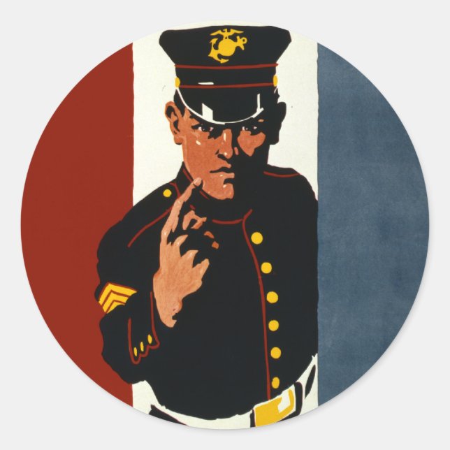 Sticker Rond Les Marines des États-Unis vous veulent (Devant)