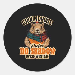 Sticker Rond Les marmottes préfèrent pas d'ombre sur l'hiver