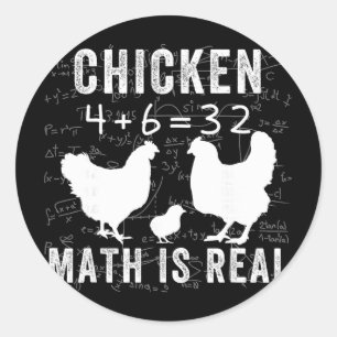 Sticker Rond Les maths du poulet sont réelles, amateur de poule