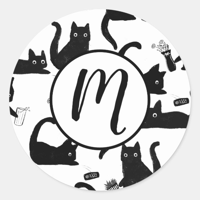 Sticker Rond Les mauvais chats frappent des trucs sur (Devant)