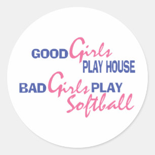 Sticker Rond Les Mauvaises Filles Jouent Au Softball