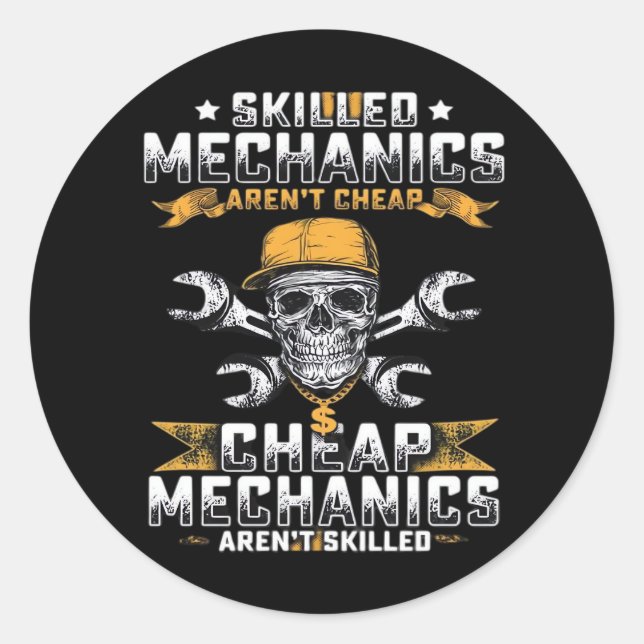 Sticker Rond Les mécaniciens qualifiés ne sont pas essentiels p (Devant)