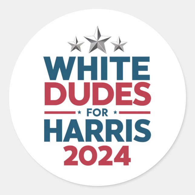 Sticker Rond Les Mecs Blancs De L'Élection Harris-2024 (Devant)