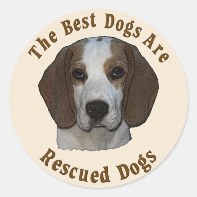 Sticker Rond Les meilleurs chiens sont Secourus - Beagle (Devant)
