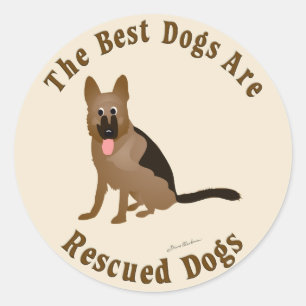 Sticker Rond Les meilleurs chiens sont Secourus - Chien berger 