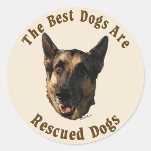 Sticker Rond Les meilleurs chiens sont secourus - chien de