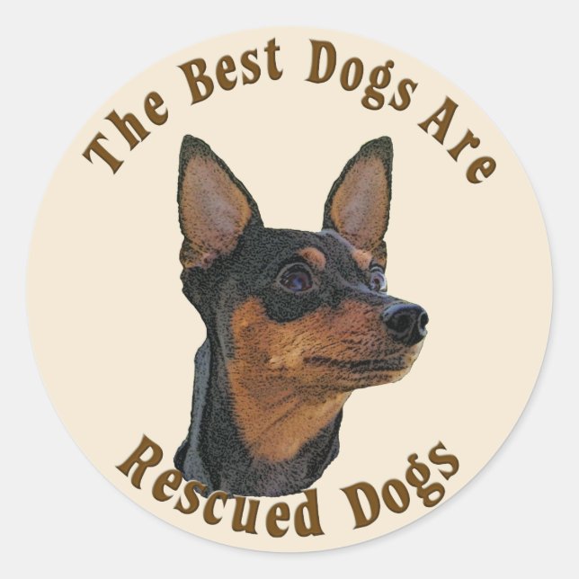 Sticker Rond Les Meilleurs Chiens Sont Secourus - Miniature Pin (Devant)