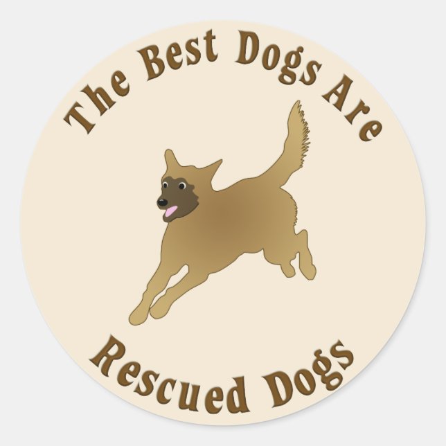 Sticker Rond Les Meilleurs Chiens Sont Secourus - Mutts (Devant)