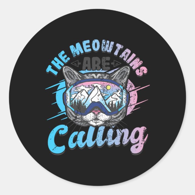 Sticker Rond Les Meowtains Appelent Ski Goggles Snowboard (Devant)