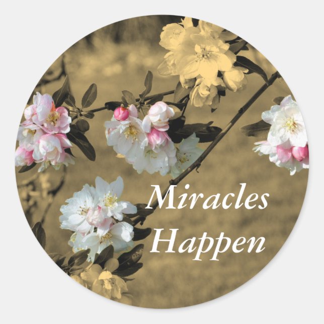Sticker Rond Les miracles fleurissent Inspiration (Devant)