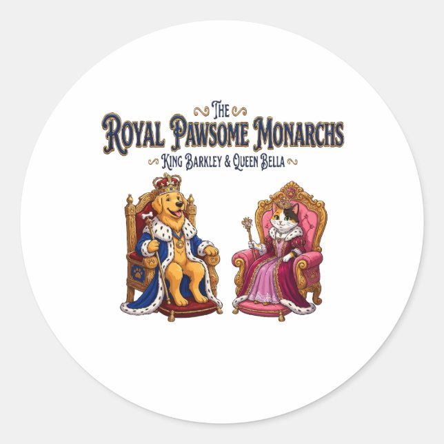 Sticker Rond Les Monarques Royaux Pawsome (Devant)