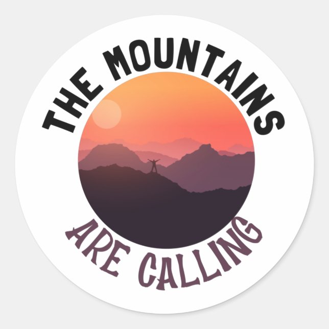 Sticker Rond Les montagnes appellent (Devant)