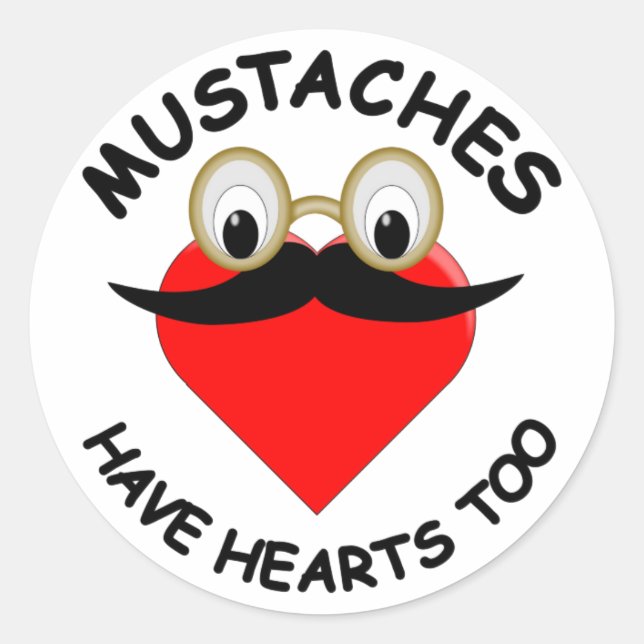 Sticker Rond Les moustaches ont aussi des coeurs (Devant)