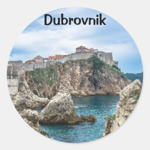 Sticker Rond Les murs de Dubrovnik vue mer