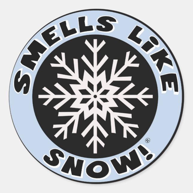 Sticker Rond Les odeurs aiment la neige ! (Devant)