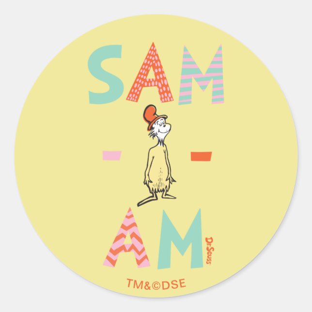 Sticker Rond Les œufs verts et le jambon | Sam-I-Am (Devant)