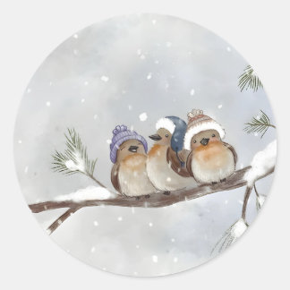 Sticker Rond Les oiseaux d'hiver