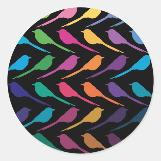 Sticker Rond Les oiseaux noirs (Devant)