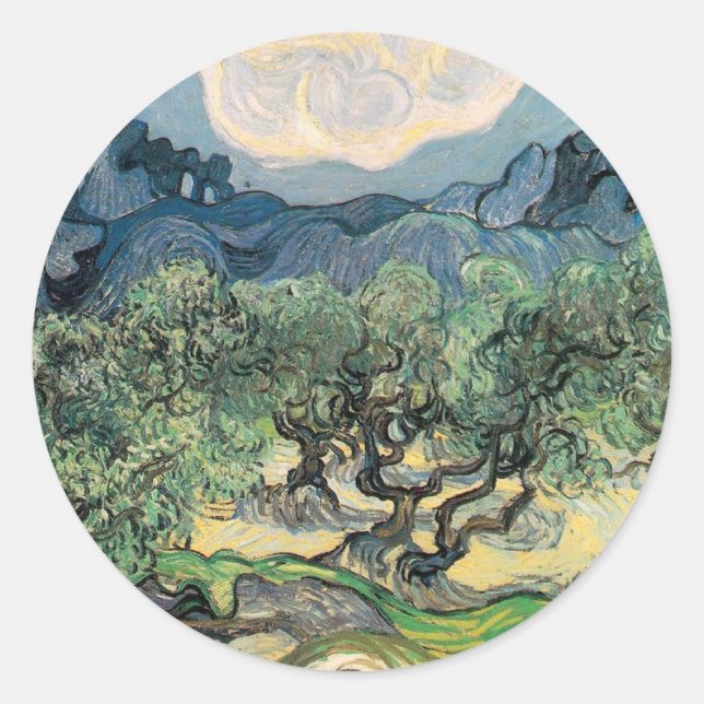 Sticker Rond les oliviers,1889, Vincent van Gogh (Devant)