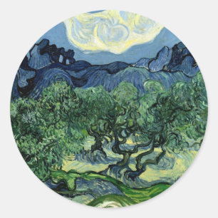 Sticker Rond Les oliviers de Vincent van Gogh (1889)