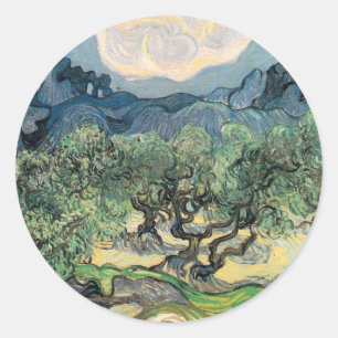 Sticker Rond Les oliviers, Vincent van Gogh