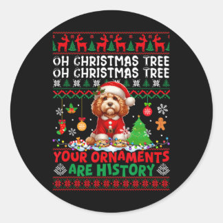 Sticker Rond Les ornements d'arbre de Noël sont histoire Sweate