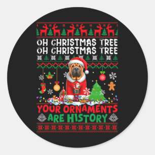 Sticker Rond Les ornements d'arbre de Noël sont histoire Sweate