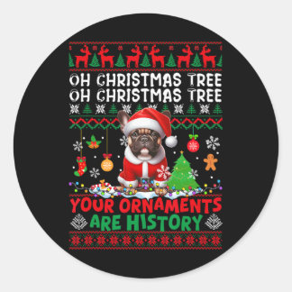 Sticker Rond Les ornements d'arbre de Noël sont histoire Sweate