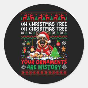 Sticker Rond Les ornements d'arbre de Noël sont histoire Sweate