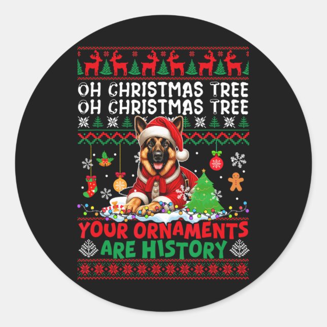 Sticker Rond Les ornements d'arbre de Noël sont histoire Sweate (Devant)
