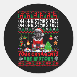Sticker Rond Les ornements d'arbre de Noël sont histoire Sweate