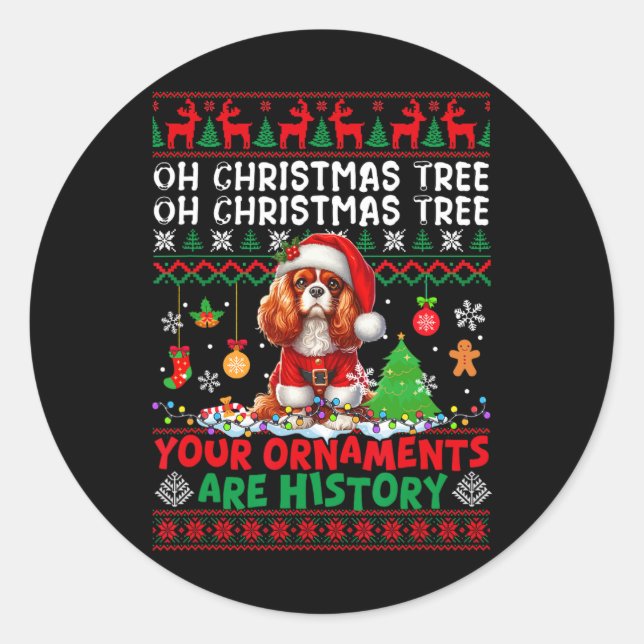 Sticker Rond Les Ornements De Noël Sont Histoire Cavalier Roi C (Devant)