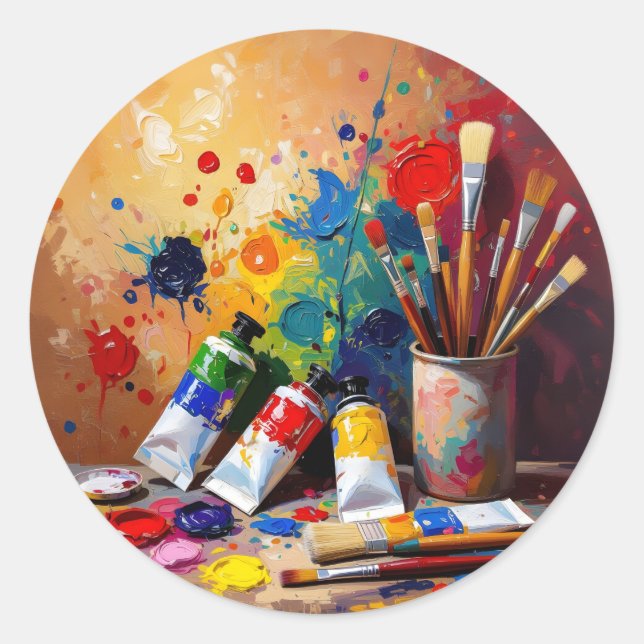 Sticker Rond Les outils de l'imagination – Art de l'espace de t (Devant)