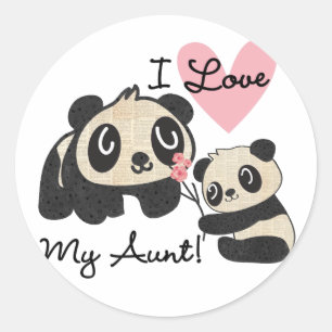 Sticker Rond Les pandas I aiment ma tante