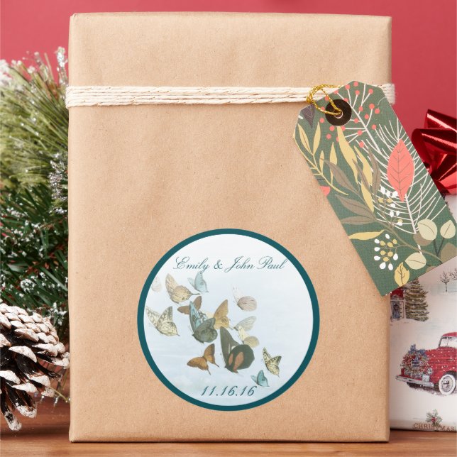 Sticker Rond Les papillons de mariée et de chambre tourbillonne (vacances)