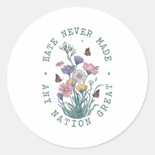 Sticker Rond Les papillons floraux anti-Trump Président démocra