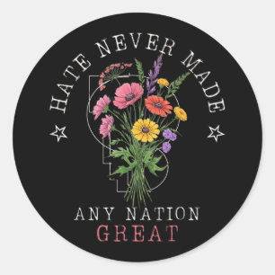 Sticker Rond Les papillons floraux anti-Trump Président démocra