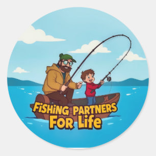 Sticker Rond Les partenaires de pêche pour la vie : un lien au-