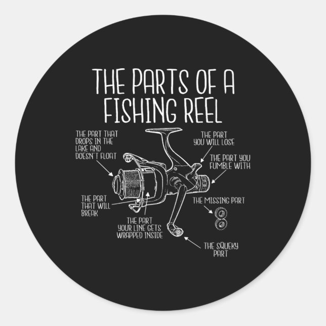 Sticker Rond Les Parties D'Une Roue De Pêche - Amusant Pêcheur (Devant)